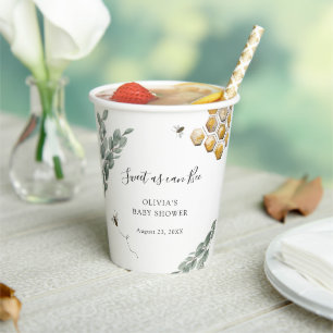 Sweet as can Bee Eucalyptus Baby Shower Pappbecher