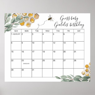 Sweet as can Bee Eukalyptus Shower Due Date Rating Poster