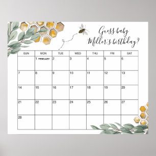 Sweet as can Bee Eukalyptus Shower Due Date Rating Poster