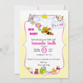 Sweet as Can Bee Floral Baby Girl Shower Invite Einladung