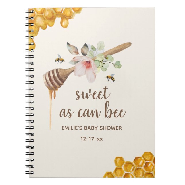 Sweet as Can bee Floral Honey Baby Shower Gast Notizblock (Vorderseite)