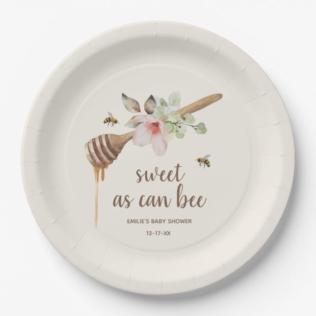 Sweet as Can bee Floral Honey Wand Babydusche Pappteller (Vorderseite)