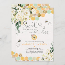 Sweet as can bee Greenery White Floral Baby Dusche Einladung