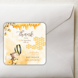Sweet As Can Bee Honey Bear Baby Shower Yellow Quadratischer Aufkleber