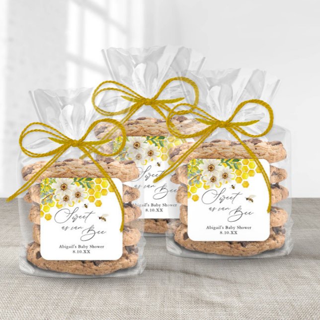 Sweet as Can Bee, Honey Bee und Daisy Gefallen Quadratischer Aufkleber (Von Creator hochgeladen)