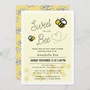 Sweet as can Bee Light Yellow Baby Shower Einladung