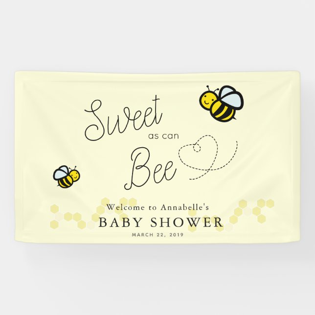 Sweet as can Bee Niedlich Yellow Baby Shower Banner (Horizontal)