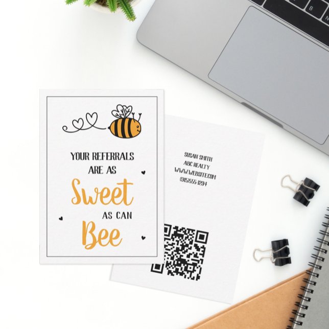 Sweet as Can Bee Referral Mitteilungskarte (Sweet as Can Bee Referral Notecard)