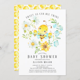 Sweet as Can Bee Twins Baby Dusche Einladung