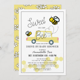 Sweet as can Bee White Drive by Baby Shower Einladung