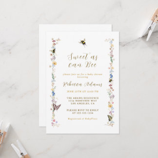 Sweet as can Bee Wildblume Baby Shower Einladung