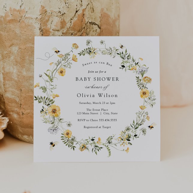 Sweet as can Bee Wildblume Baby Shower Einladung (Von Creator hochgeladen)