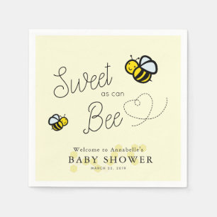 Sweet as can Beey Bee Yellow Baby Shower Serviette