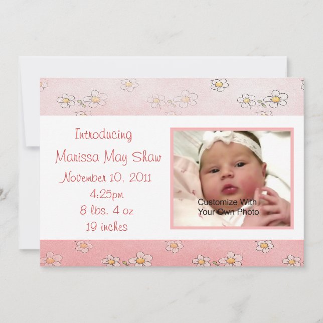 Sweet as Daisy's Baby Birth Ankündigung (Vorderseite)