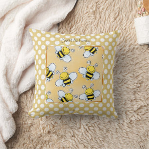 Sweet as Honey Bees White Polka Dot Gold Kissen