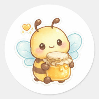Sweet as Honey | Cute Cartoon Bee Runder Aufkleber