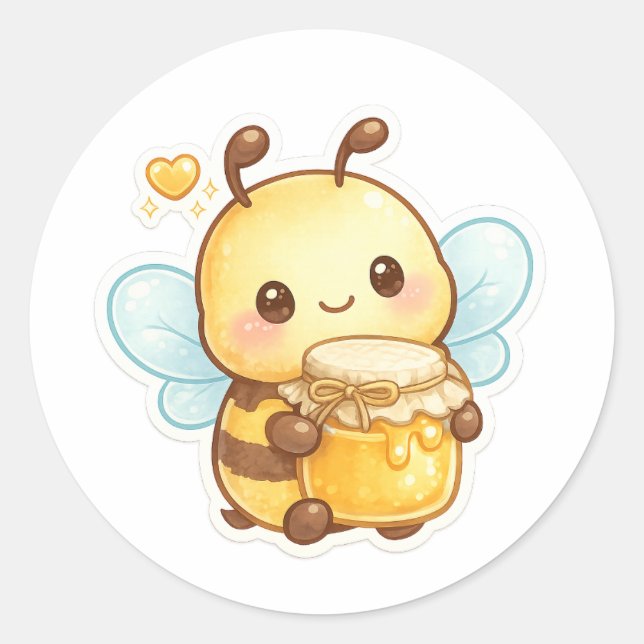Sweet as Honey | Cute Cartoon Bee Runder Aufkleber (Vorderseite)