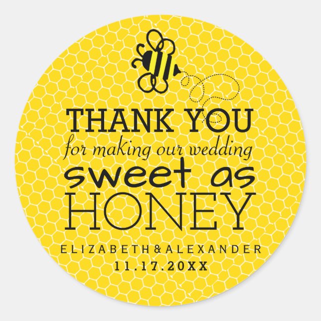 Sweet As Honey Wedding Guest Gerne Vielen Dank Runder Aufkleber (Vorderseite)