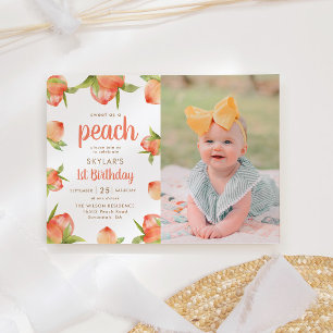 Sweet as Peach 1. Geburtstag Foto Einladung
