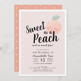 Sweet as Peach Niedlich Kawaii Girl Birthday Einladung
