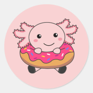 Sweet Axolotl Candy Law Donut Pink Classic Round S Runder Aufkleber