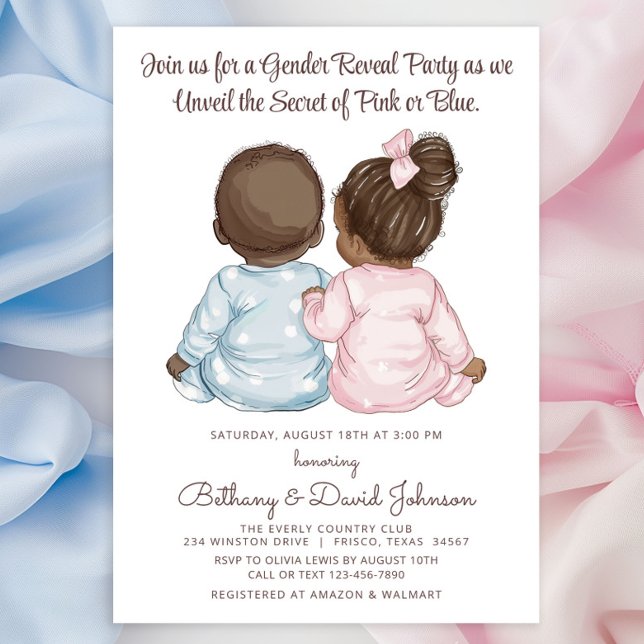 Sweet Babies Pajamas Gender Reveal Party Einladung (Adorable babies in pajamas charming gender reveal invitations. Simply add your event details. )