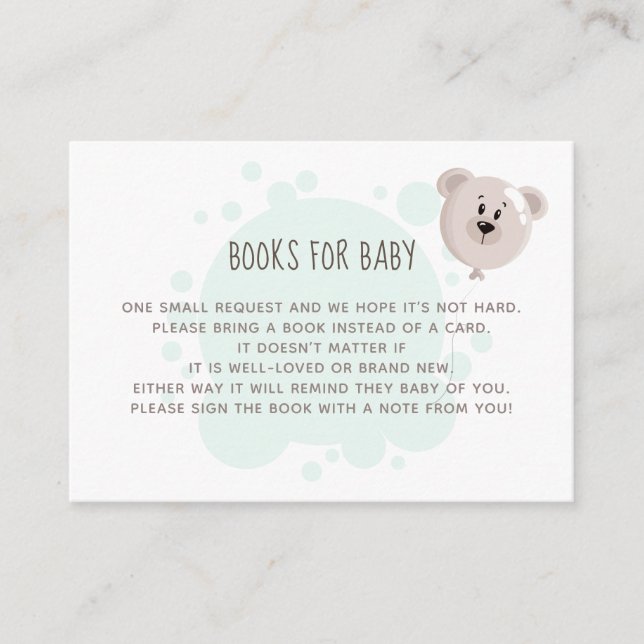 Sweet Baby and Bear Balloon Books for Baby Visitenkarte (Vorderseite)