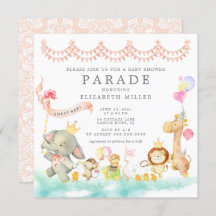 Sweet Baby Animals Parade Kinderdusche Einladung