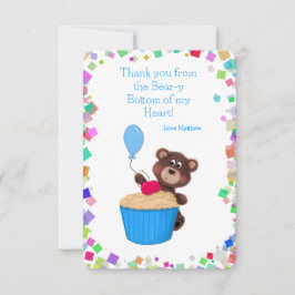 Sweet Baby Bear Blue Cupcake Geburtstag Dankeskarte