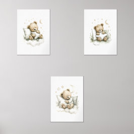 Sweet baby bear fast asleep on fluffy clouds bilderwand sets
