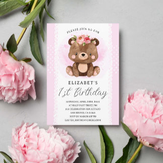 Sweet Baby Bear Woodland Geburtstagsparty Einladun Einladung