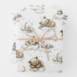 Sweet baby bears fast asleep on fluffy clouds geschenkpapier set
