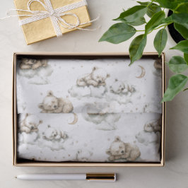Sweet baby bears fast asleep on fluffy clouds seidenpapier