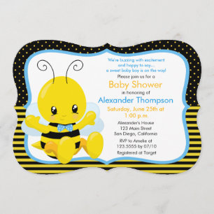 Sweet Baby Bee Boy Baby Shower Einladung
