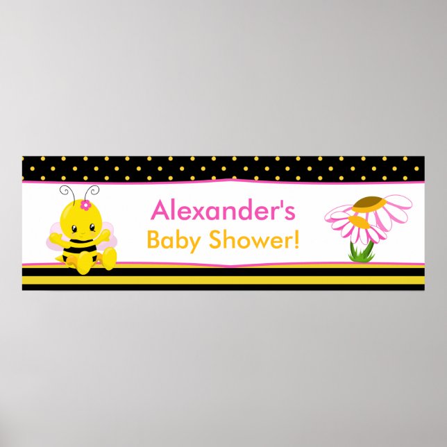 Sweet Baby Bee Girl Baby Showbanner Poster (Vorne)