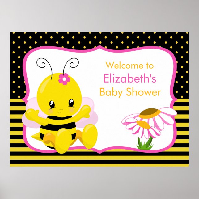Sweet Baby Bee Girl Baby Shower Poster (Vorne)