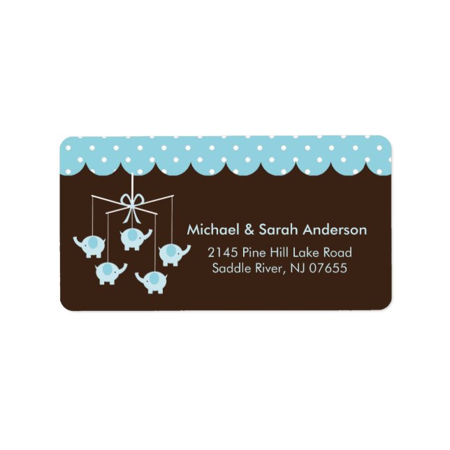 Sweet Baby Blue Elephant Mobile Address Label Adressaufkleber (Vorne)