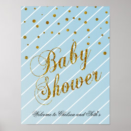 Sweet Baby Blue und Gold Confetti - Willkommen Poster