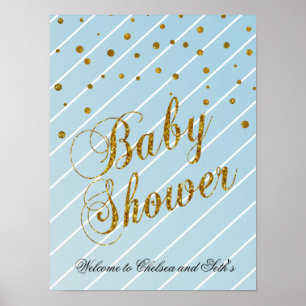 Sweet Baby Blue und Gold Confetti - Willkommen Poster