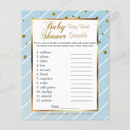 Sweet Baby Blue und Gold Confetti - Word Scramble Flyer