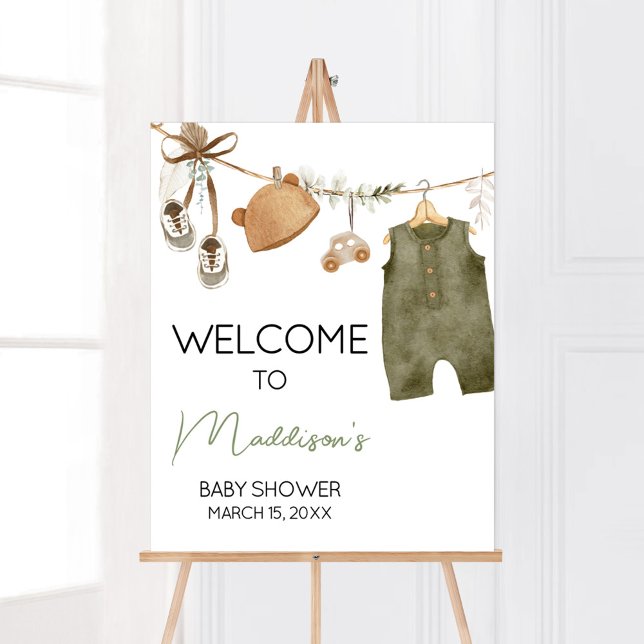 Sweet Baby Boy Boho Kleidung Baby Dusche Willkomme Poster (Boho Clothes Sweet Baby Boy Baby Shower Welcome Sign)