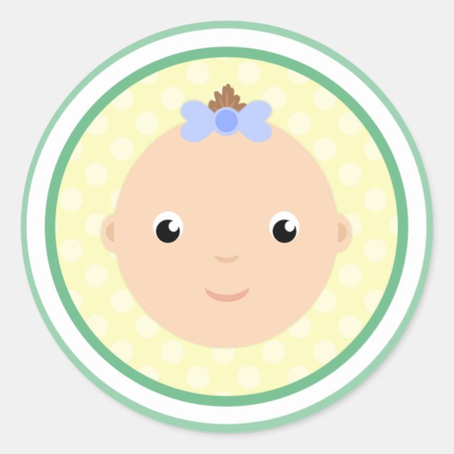 Sweet Baby Boy Face Green Stickers (Vorderseite)
