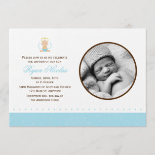 Sweet Baby Boy Foto Taufe Einladung