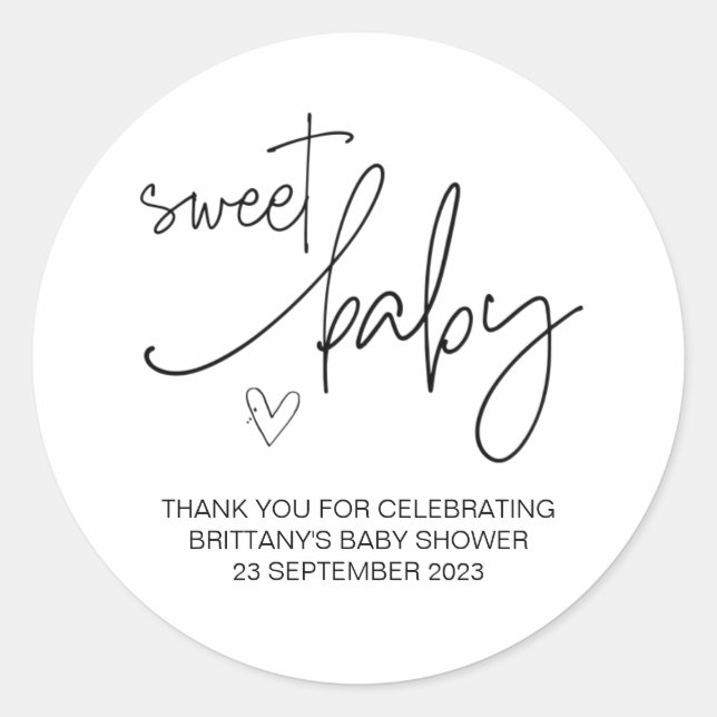 Sweet Baby Boy Girl Niedlich Baby Dusche Gastgesch Runder Aufkleber (Vorderseite)