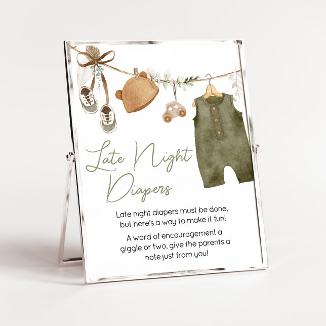 Sweet Baby Boy Kleidung Spätnachtswindeln Poster (Boho Clothes Sweet Baby Boy Baby Shower Late Night Diapers Sign)