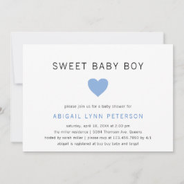 Sweet Baby Boy Niedlich Pastel Blue Heart Baby Dus Einladung