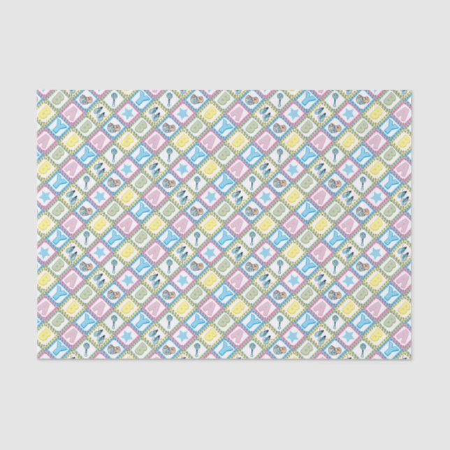 Sweet Baby Boy Squares Seidenpapier (Vorderseite)
