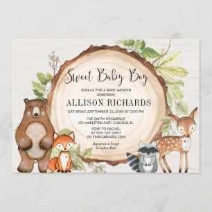 Sweet Baby Boy Wald Freunde woodland Babydusche Einladung