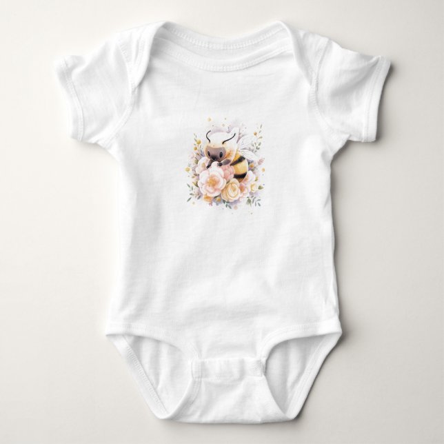 Sweet Baby Bumble Bee mit Blume Strampler (Vorderseite)
