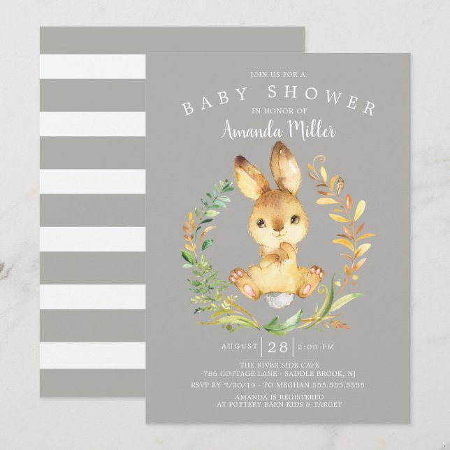Sweet Baby Bunny Baby Dusche Einladung (Vorne/Hinten)